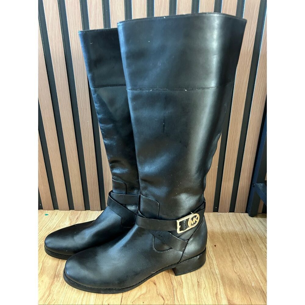 Michael Kors black riding leather boots size 10 M - Picture 2 of 10